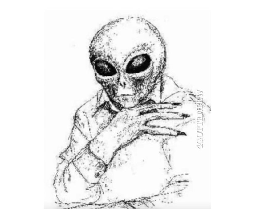 Bill Uhouse et Dan Burich avec l'extraterrestre J-Rod