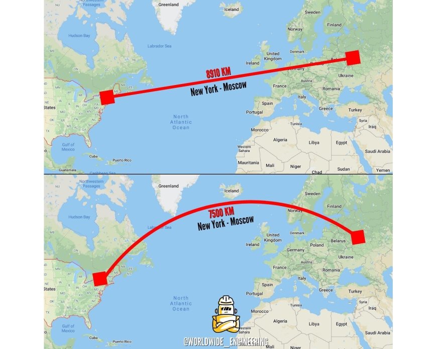 Pourquoi les avions volants des Etats-Unis à l'Europe ne prennent-ils pas une ligne droite, mais une courbe?