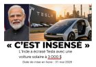 L’Inde a écrasé Tesla avec une voiture solaire à 3 000 $